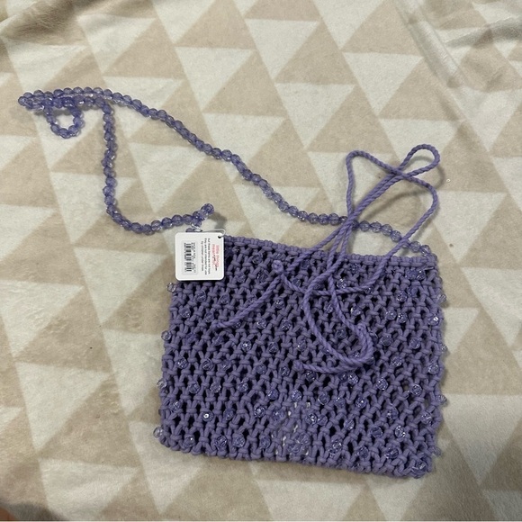 J crew Girls' beaded crochet pouch bag purple - Picture 2 of 3